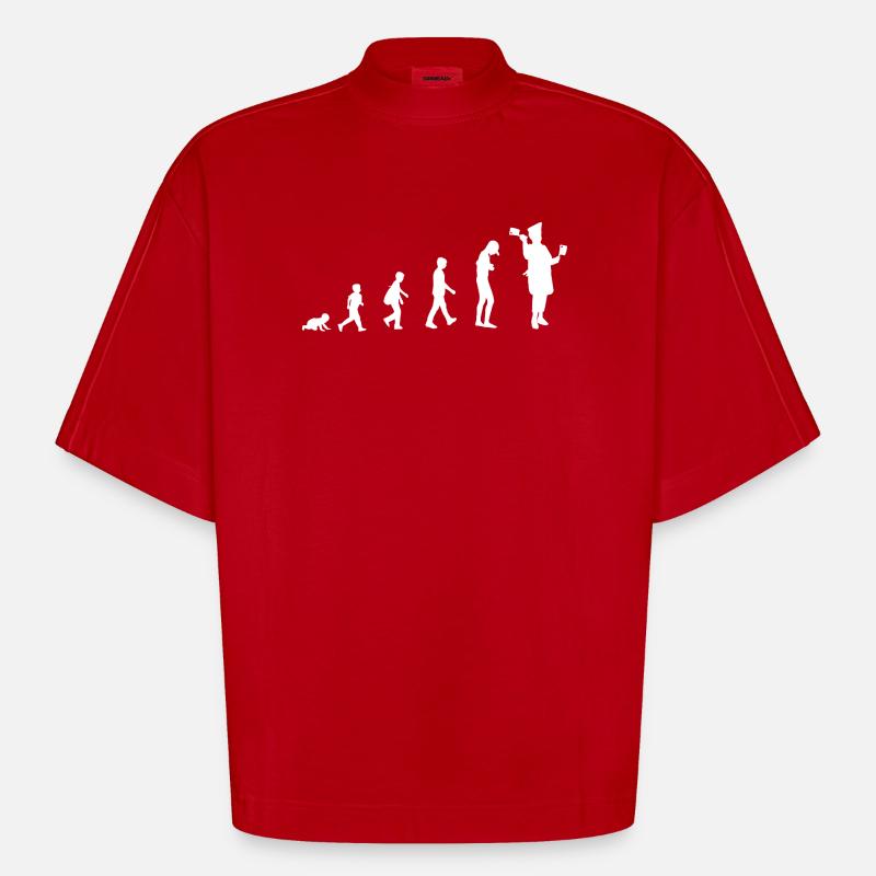 Évolution de bébé à boucher / métier - T-shirt bio épais oversize Boxy fabriqué en UE - rouge