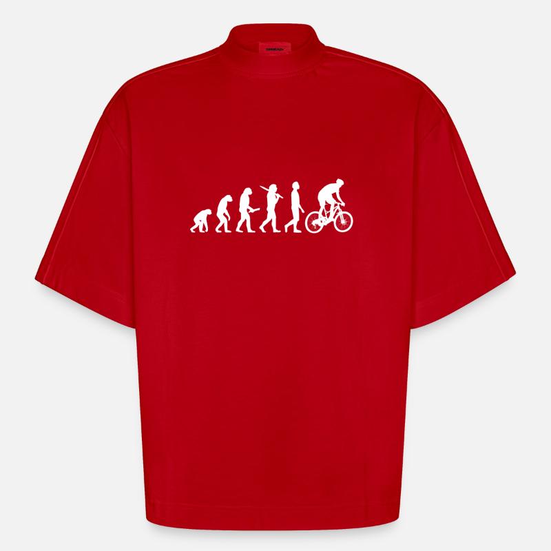 MTB Moutainbiker Evolution - Heavyweight Oversized Organic Boxy T-Shirt Made in EU - red