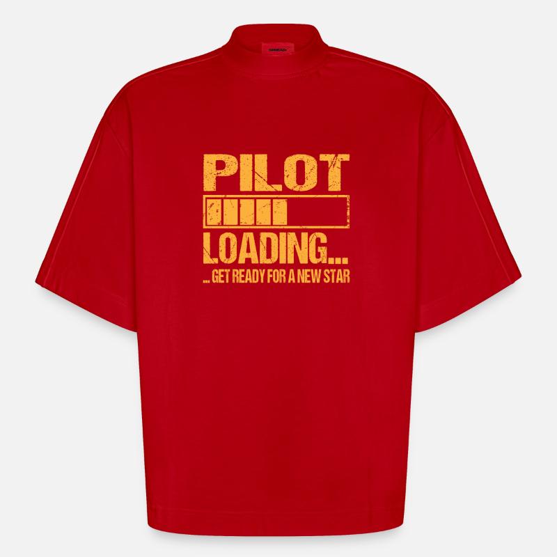 Pilot loading Pilot Training - Heavyweight Oversized Organic Boxy T-Shirt Made in EU - red