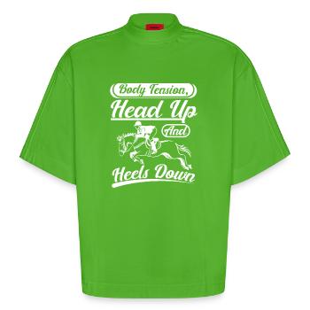 Body tension head up and heels down - Heavyweight Oversized Organic Boxy T-Shirt Made in EU - Apple Neon - Front
