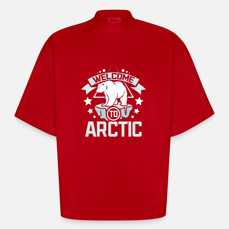 Bienvenue dans l’Arctique - T-shirt bio épais oversize Boxy fabriqué en UE - rouge