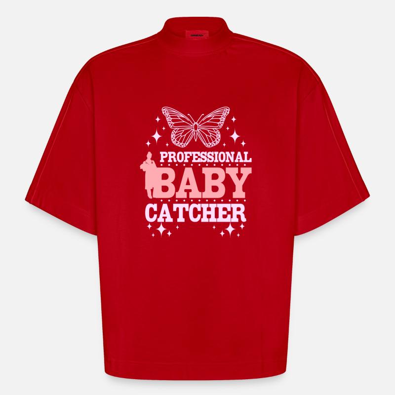 Attrape-bébé professionnel - T-shirt bio épais oversize Boxy fabriqué en UE - rouge