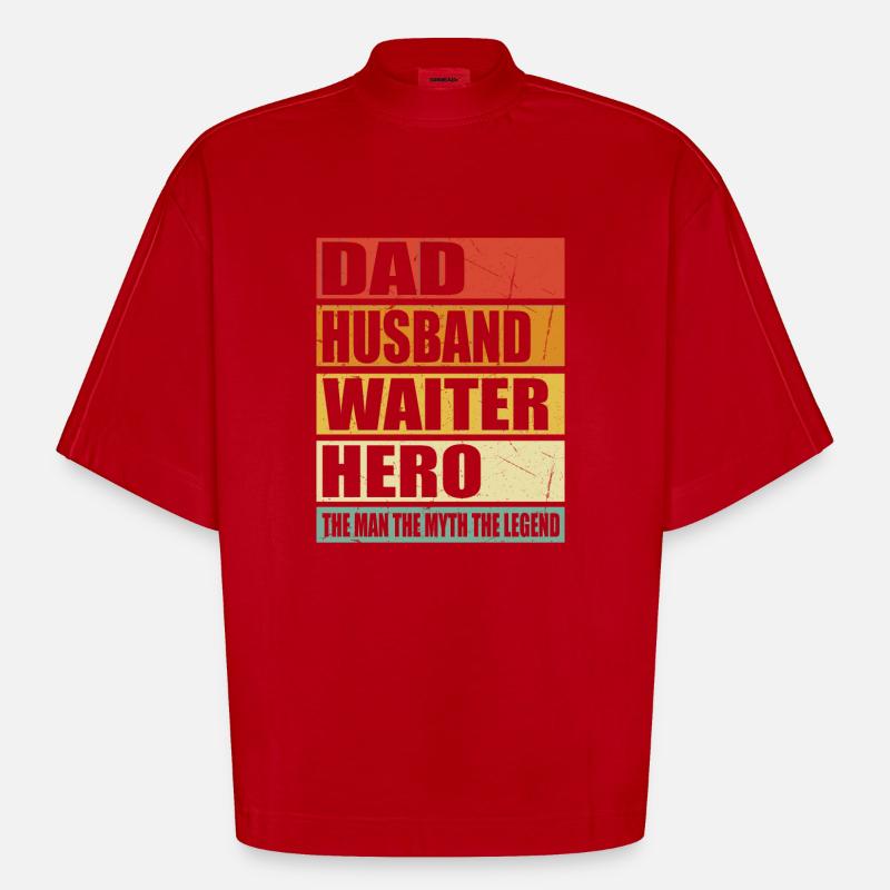 Vater Ehemann Kellner Held - Heavyweight Oversized Organic Boxy T-Shirt Made in EU - Rot