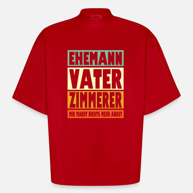 Zimmerer Vater Ehemann Held - Heavyweight Oversized Organic Boxy T-Shirt Made in EU - Rot