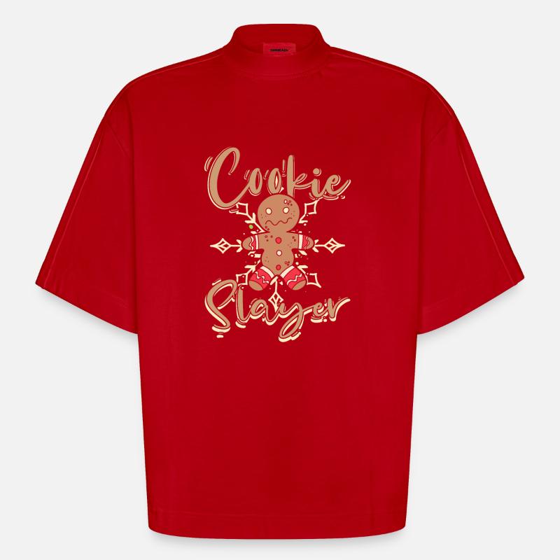 Tueuse de biscuits de Noël - T-shirt bio épais oversize Boxy fabriqué en UE - rouge