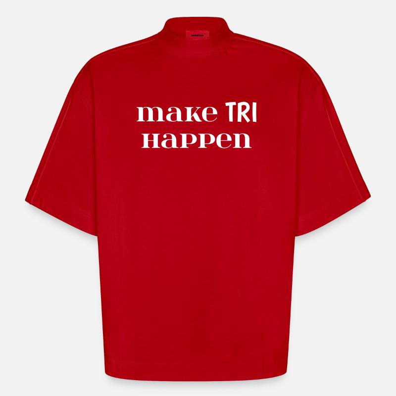 Mach TRI möglich. Triathlon-Geschenk - Heavyweight Oversized Organic Boxy T-Shirt Made in EU - Rot