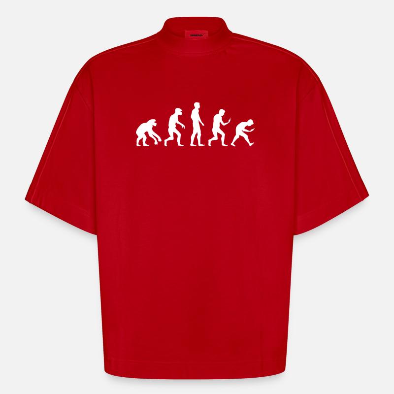 lustige Evolution smartphone handy Sucht Logo - Heavyweight Oversized Organic Boxy T-Shirt Made in EU - Rot