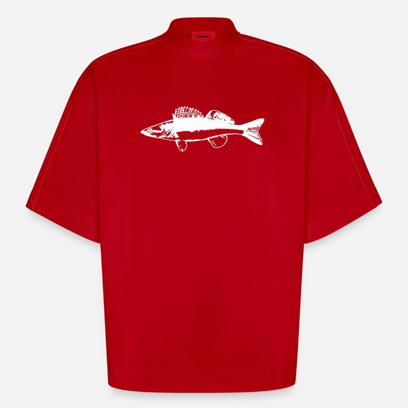 Poisson avec mouvement de l’eau - T-shirt bio épais oversize Boxy fabriqué en UE - rouge