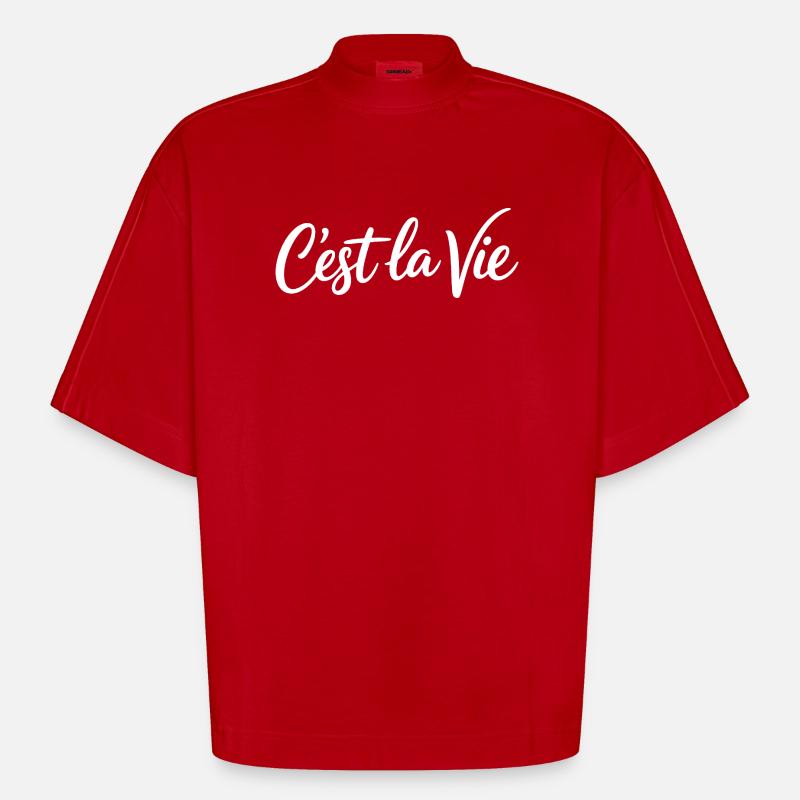 Déclaration de Cest la Vie - T-shirt bio épais oversize Boxy fabriqué en UE - rouge