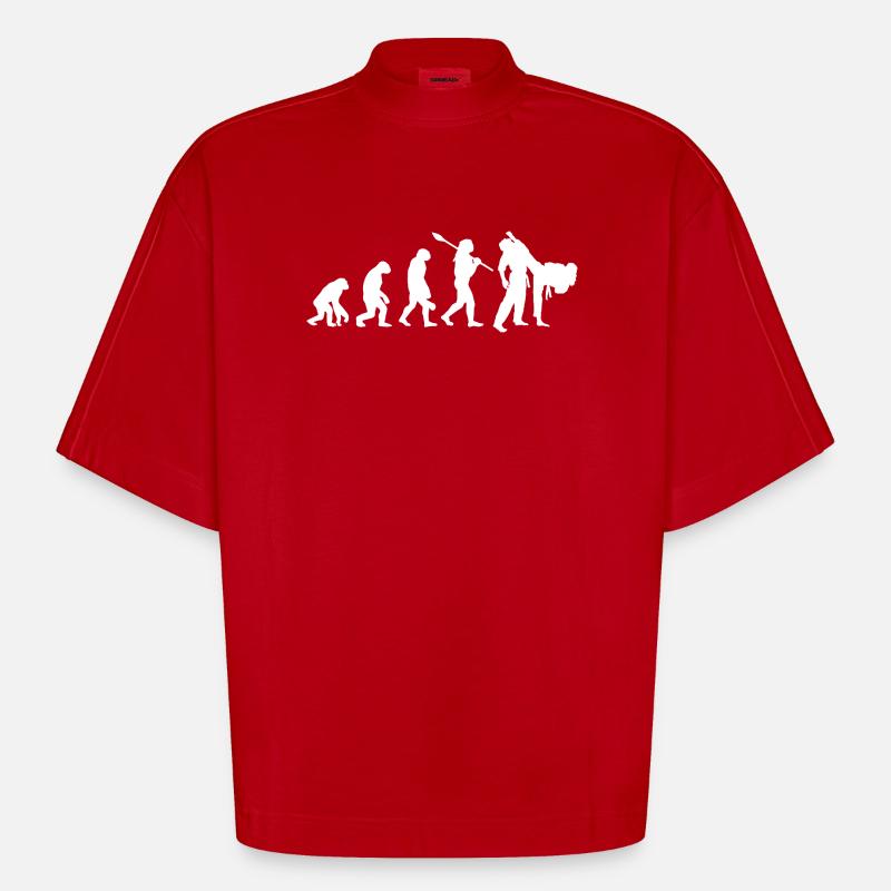 Judo Evolution Martial Arts Expert Gift - Heavyweight Oversized Organic Boxy T-Shirt Made in EU - red