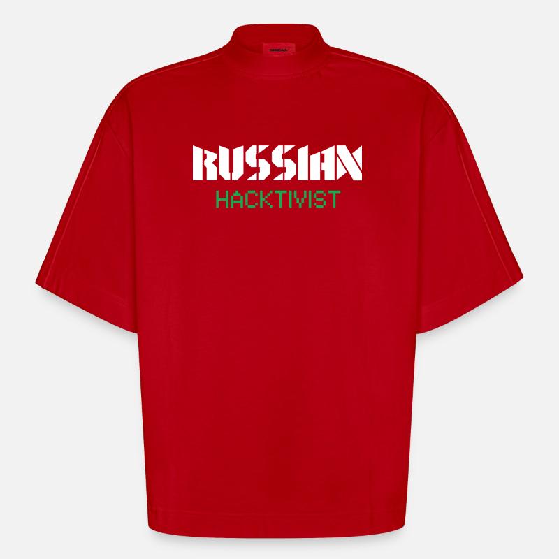Russian Hacktivist Cyber Security Design - Heavyweight Oversized Organic Boxy T-Shirt Made in EU - red