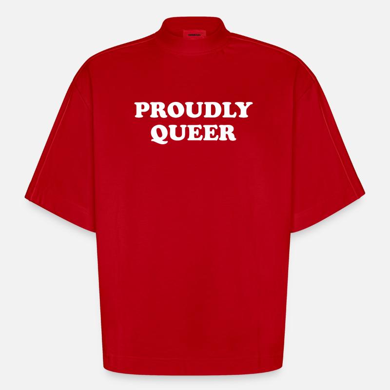 Fièrement queer - T-shirt bio épais oversize Boxy fabriqué en UE - rouge