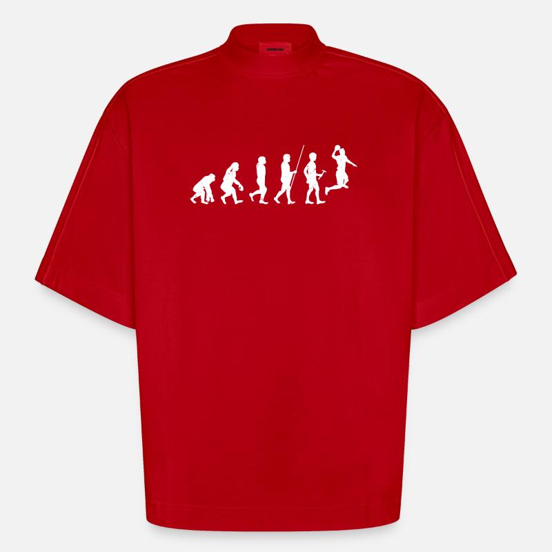 Techno Evolution Silhouettes - Heavyweight Oversized Organic Boxy T-Shirt Made in EU - red