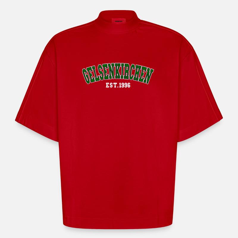 Fondation de Gelsenkirchen en 1996 - T-shirt bio épais oversize Boxy fabriqué en UE - rouge