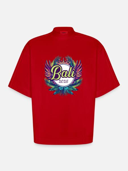Bali 2025 Team - Heavyweight Oversized Organic Boxy T-Shirt Made in EU - red