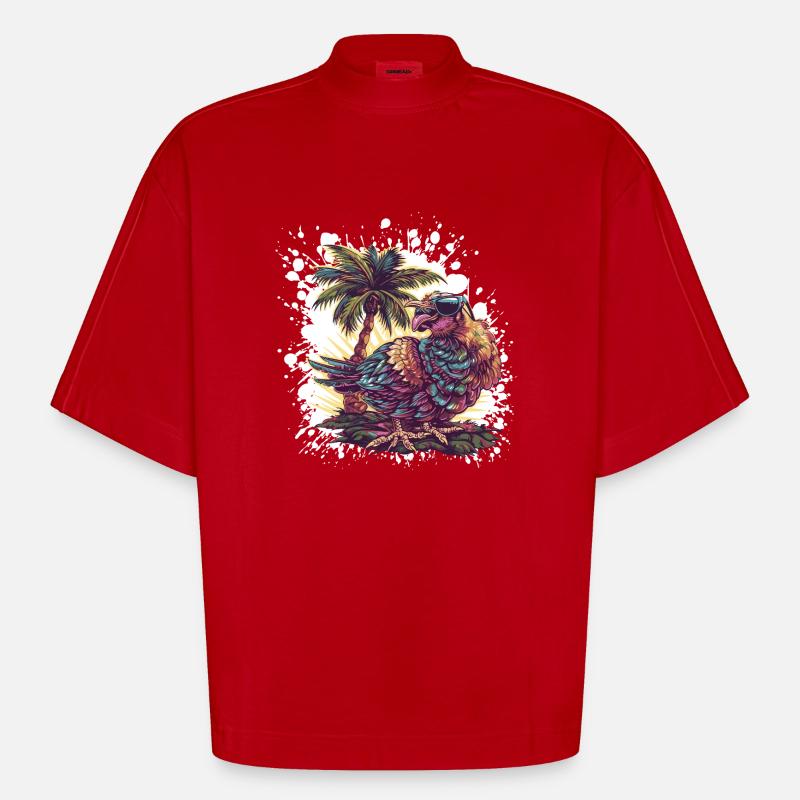 Palmier de l’île Truthan - T-shirt bio épais oversize Boxy fabriqué en UE - rouge