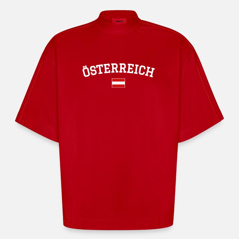 Drapeau autrichien Design blanc - T-shirt bio épais oversize Boxy fabriqué en UE - rouge