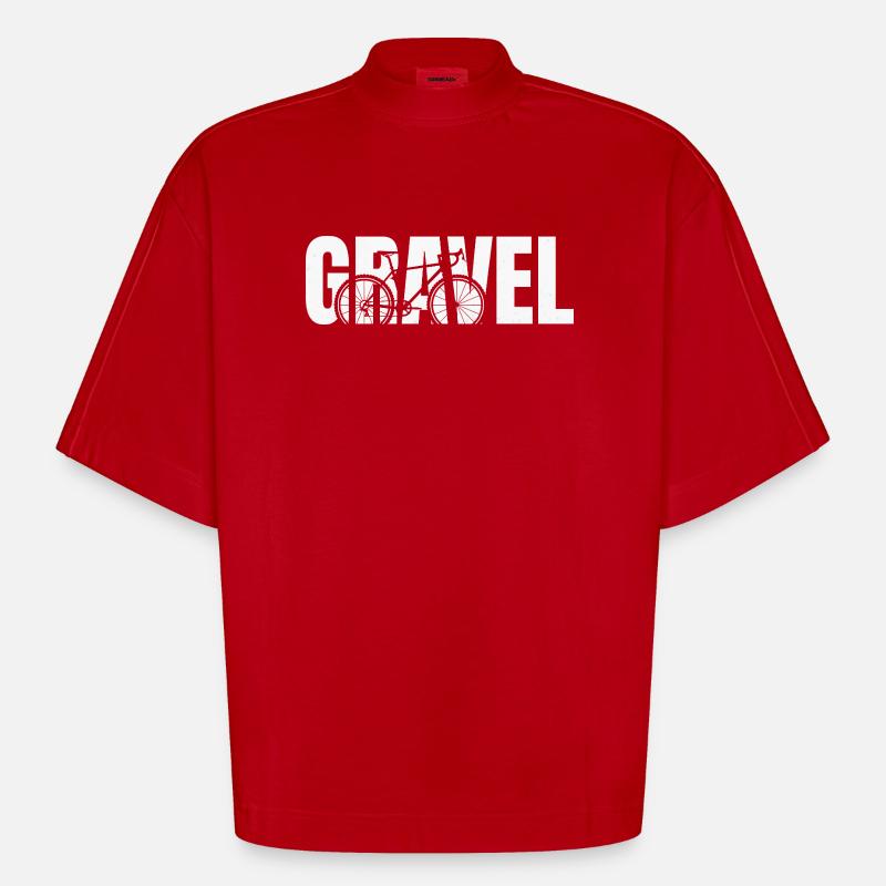 Typographie du gravier - T-shirt bio épais oversize Boxy fabriqué en UE - rouge