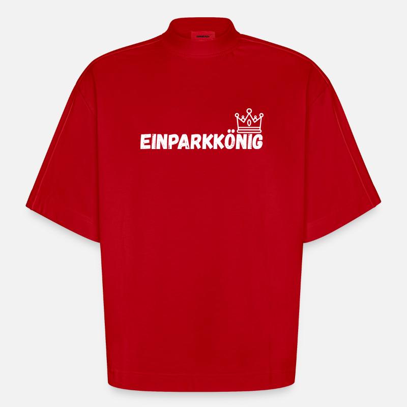 Einparkkonig_schwarz - Heavyweight Oversized Organic Boxy T-Shirt Made in EU - red