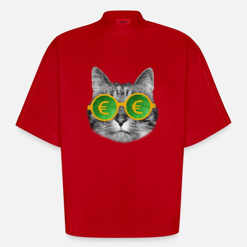 Katzengeldbrille - Heavyweight Oversized Organic Boxy T-Shirt Made in EU - Rot