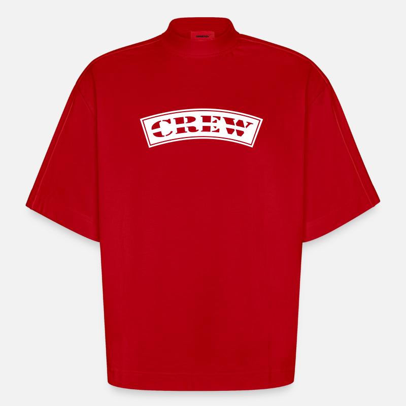 Crew gebogen Design Patch - Heavyweight Oversized Organic Boxy T-Shirt Made in EU - Rot