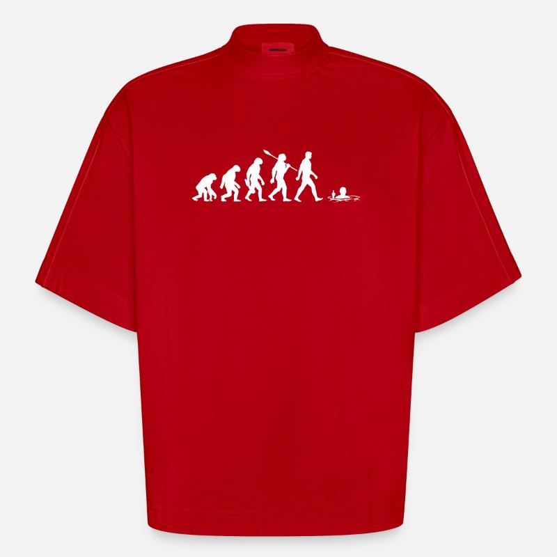 Evolution - Eisbader - Winterbaden - Eisbaden - Heavyweight Oversized Organic Boxy T-Shirt Made in EU - Rot