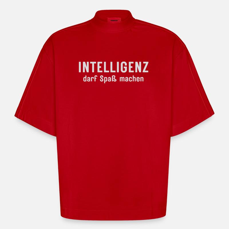 Intelligence can be fun Statement Design - Heavyweight Oversized Organic Boxy T-Shirt Made in EU - red