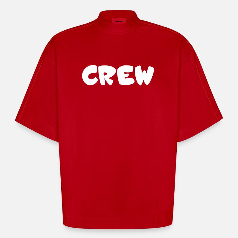 Crew Bubbles Typography - Heavyweight Oversized Organic Boxy T-Shirt Made in EU - red