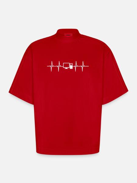 Tech-Herzschlag Computer - Heavyweight Oversized Organic Boxy T-Shirt Made in EU - Rot