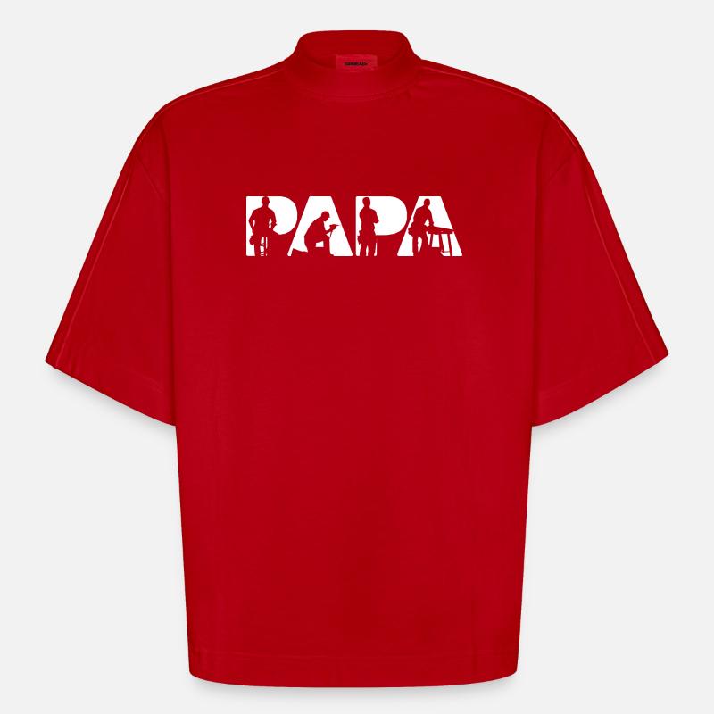 Silhouette de menuisier Papa Carpenter - T-shirt bio épais oversize Boxy fabriqué en UE - rouge