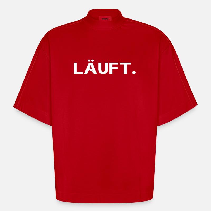 Läuft. Cooles Statement Minimal Trend Design - Heavyweight Oversized Organic Boxy T-Shirt Made in EU - Rot