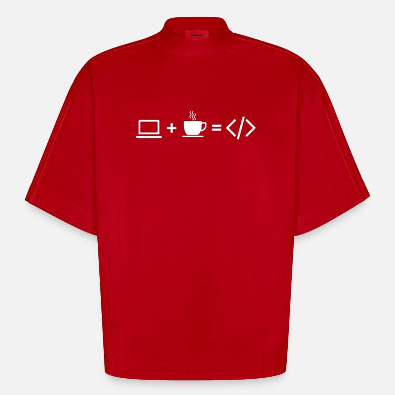 Coffee and Computer Science - Heavyweight Oversized Organic Boxy T-Shirt Made in EU - red