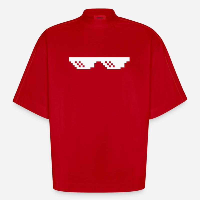 Lunettes de soleil Pixel - T-shirt bio épais oversize Boxy fabriqué en UE - rouge