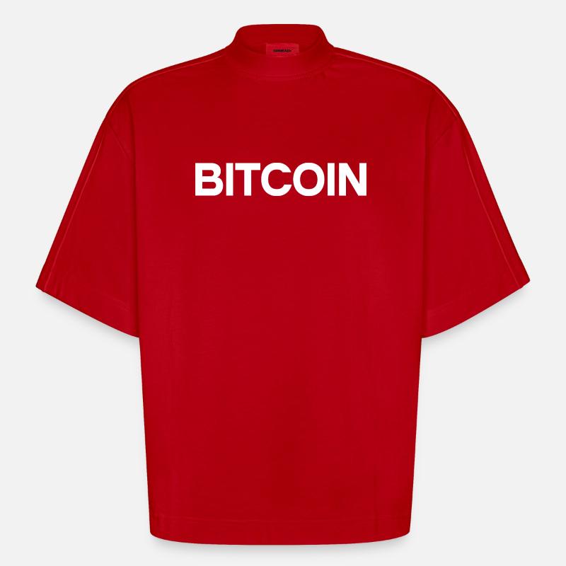 Bitcoin Statement – Minimal Typography - Heavyweight Oversized Organic Boxy T-Shirt Made in EU - Rot