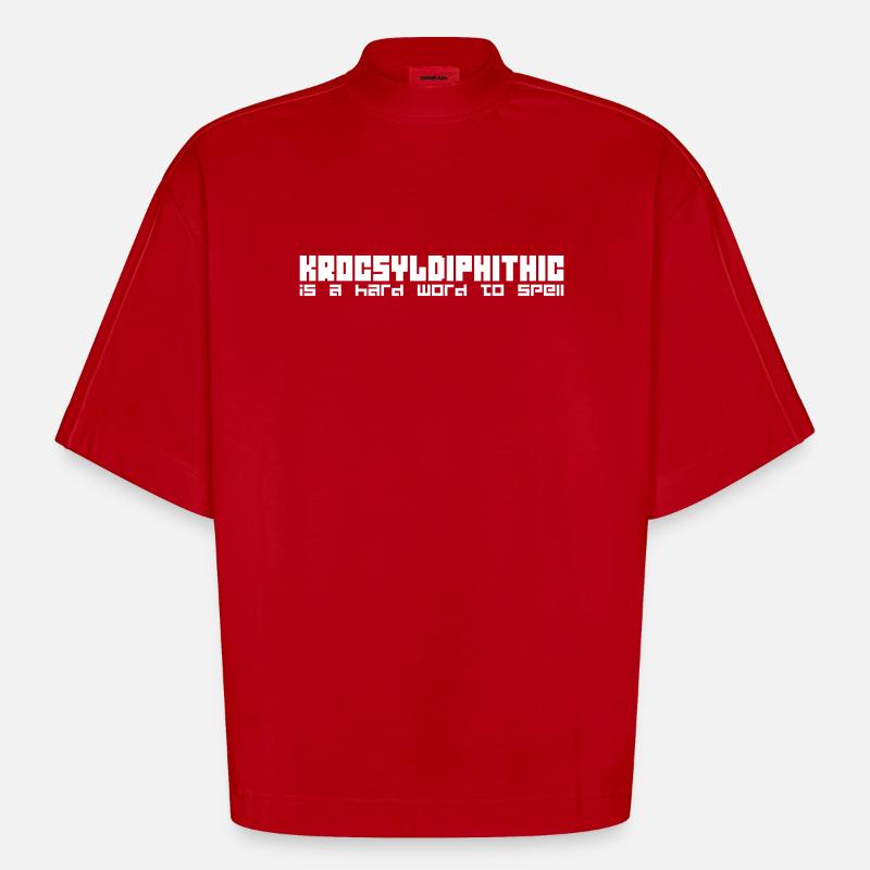 Krocsyldiphithic – Spelling Bee Fun Challenge - Heavyweight Oversized Organic Boxy T-Shirt Made in EU - Rot