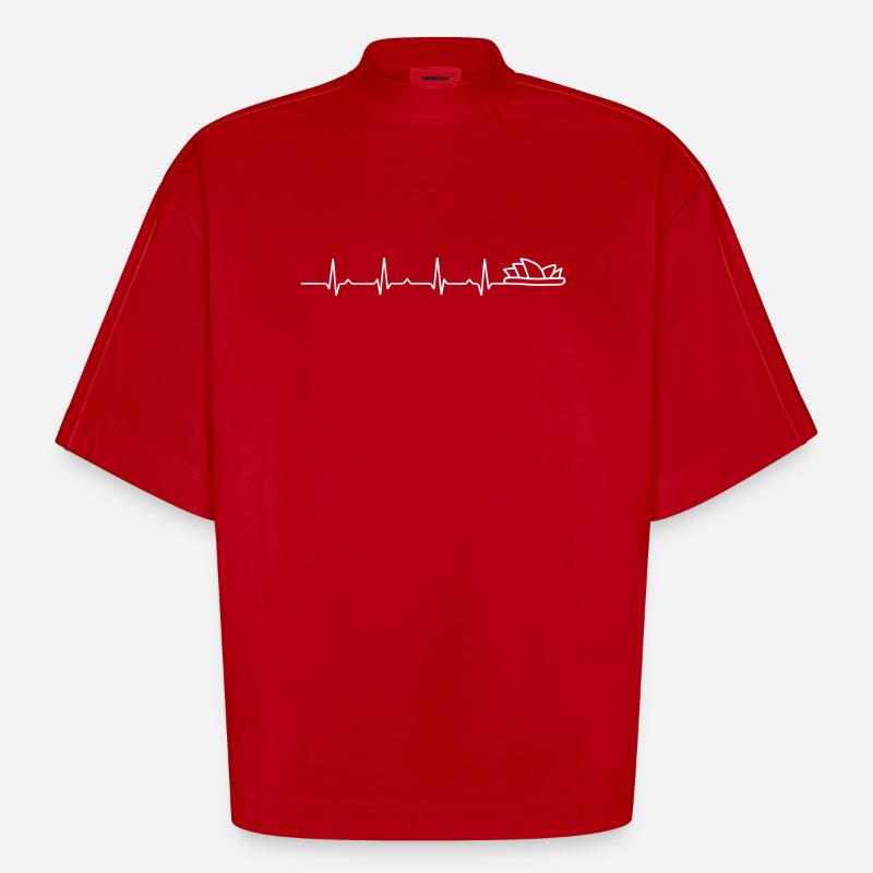 En attente d’image de conception - T-shirt bio épais oversize Boxy fabriqué en UE - rouge