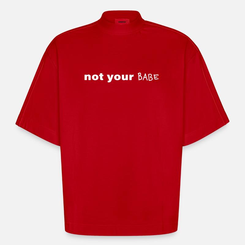 Pas ton bébé. Déclaration minimale - T-shirt bio épais oversize Boxy fabriqué en UE - rouge