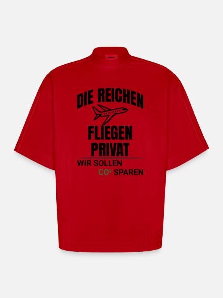 Abstract CO2 Climate Protection Design - Heavyweight Oversized Organic Boxy T-Shirt Made in EU - red