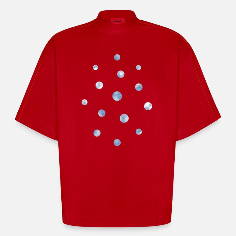 Blue Bokeh Light Points Pattern - Heavyweight Oversized Organic Boxy T-Shirt Made in EU - red