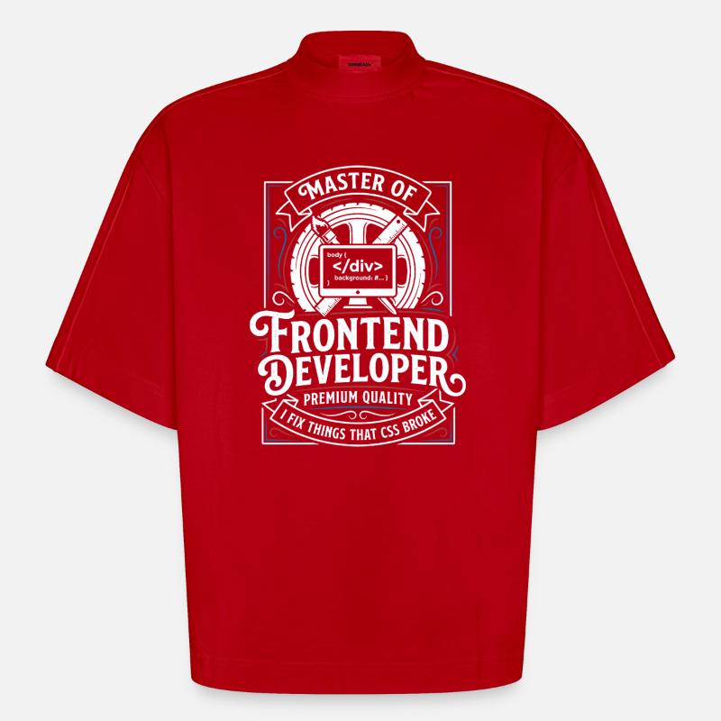 Frontend Master: CSS HTML Art - Heavyweight Oversized Organic Boxy T-Shirt Made in EU - red