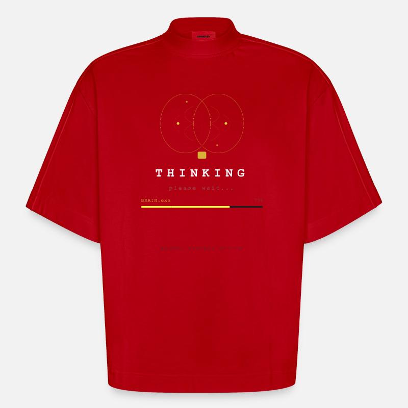 BRAIN.EXE IS LOADING - T-shirt bio épais oversize Boxy fabriqué en UE - rouge