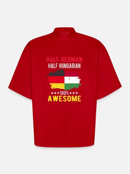 Half German Half Hungarian - Heavyweight Oversized Organic Boxy T-Shirt Made in EU - red
