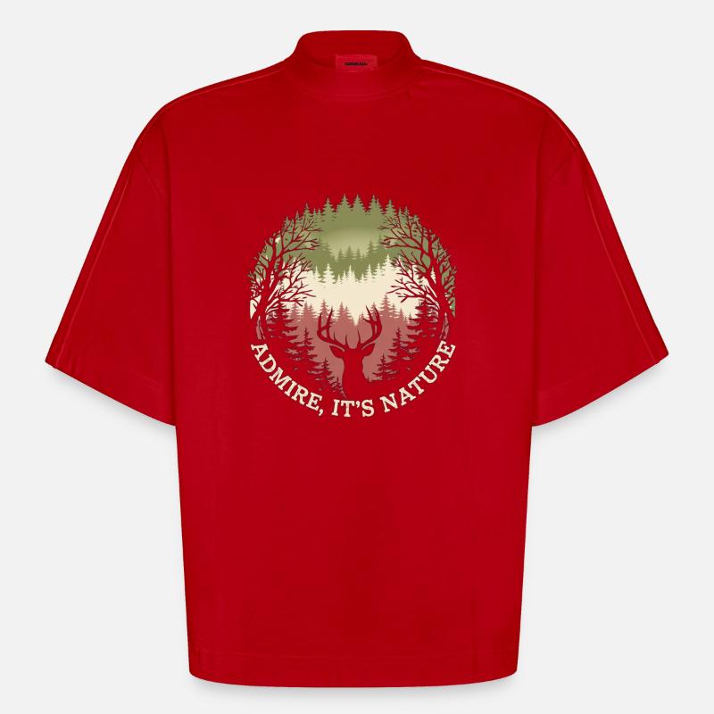 respirez c'est la nature - T-shirt bio épais oversize Boxy fabriqué en UE - rouge
