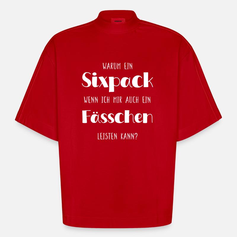 Fässchen statt Sixpack - Heavyweight Oversized Organic Boxy T-Shirt Made in EU - Rot