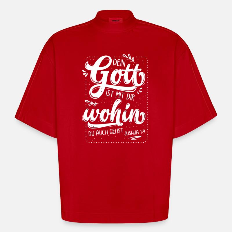 Dein Gott Ist Mit Dir - Heavyweight Oversized Organic Boxy T-Shirt Made in EU - Rot