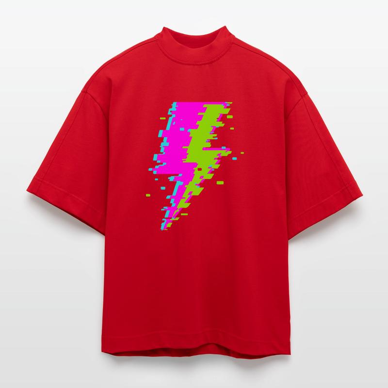 Psychedelic Digital Beam Heavyweight Oversized Organic Boxy T-Shirt Made in EU