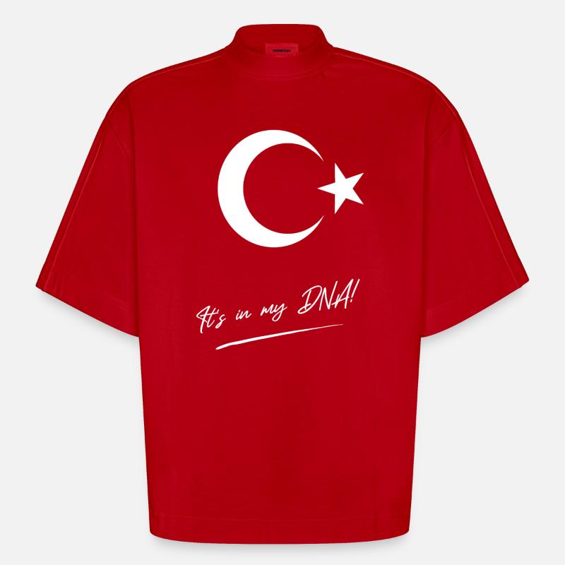 ADN turc – Pride Drapeau turc - T-shirt bio épais oversize Boxy fabriqué en UE - rouge