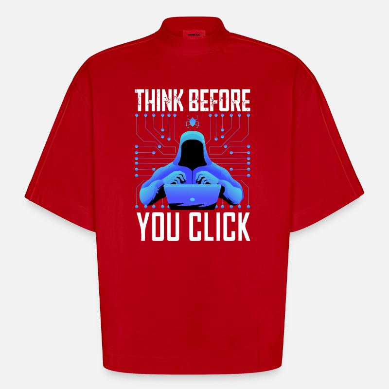 Hacker Hacker Programmeur Cybersécurité Linux - T-shirt bio épais oversize Boxy fabriqué en UE - rouge