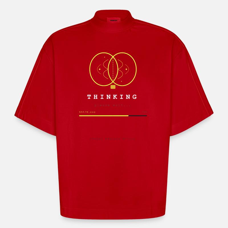 BRAIN.EXE IS LOADING - T-shirt bio épais oversize Boxy fabriqué en UE - rouge