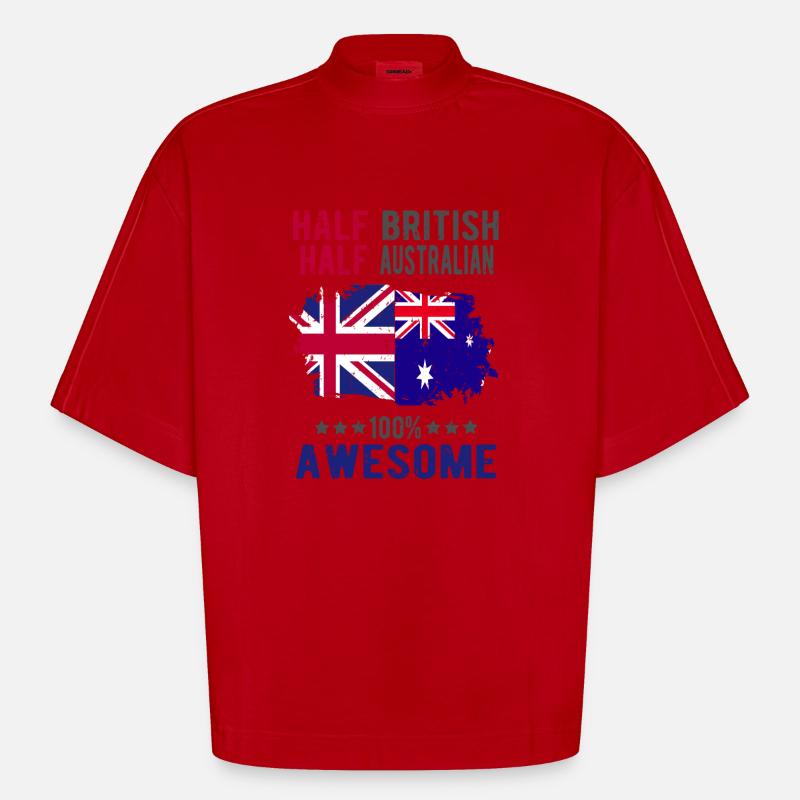 Halb Brite Halb Australier - Heavyweight Oversized Organic Boxy T-Shirt Made in EU - Rot